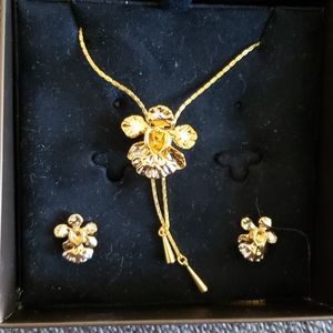 Orchid earrings & necklace